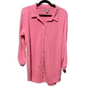 J. Jill Pink Button Up Lightweight, Long or 3/4 Sleeve Top.  Size L